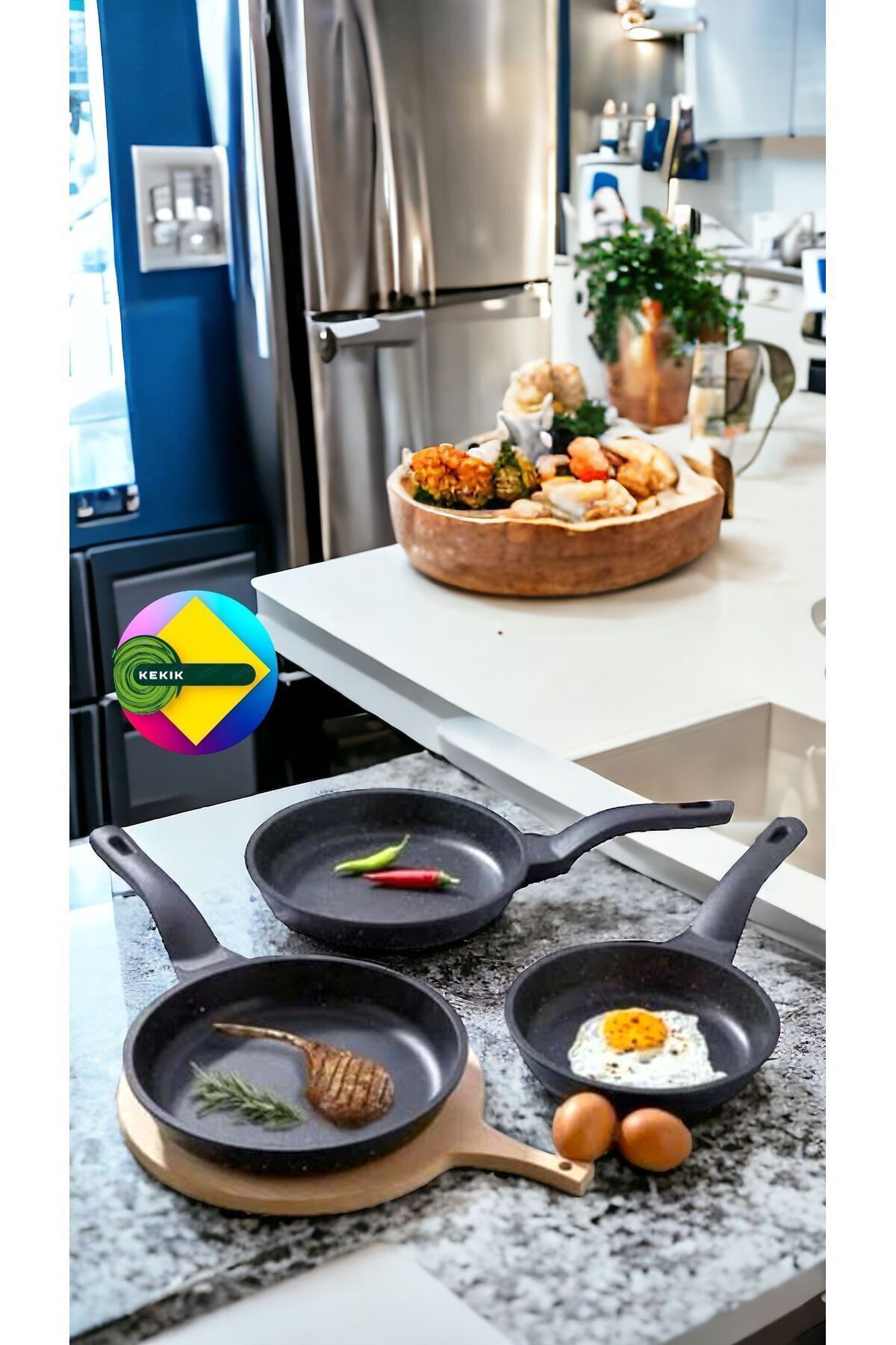 Döküm Granit 3'Lü Tava Seti