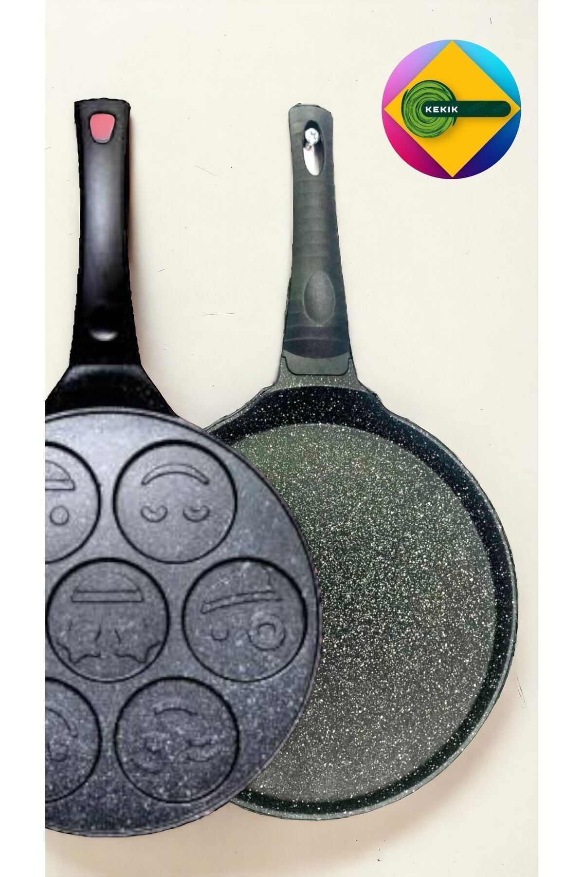 Döküm Granit Emoji+krep Tava Seti