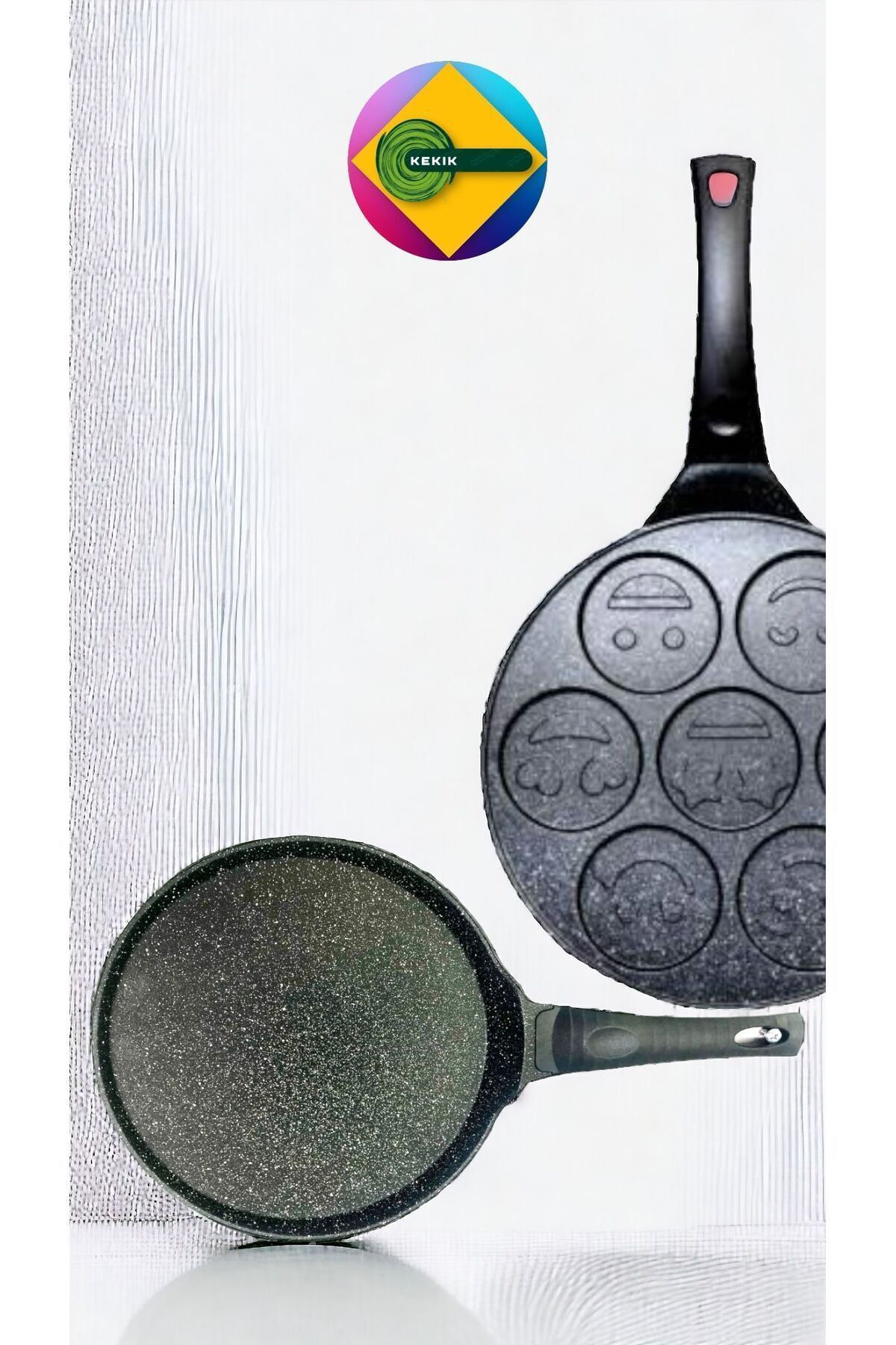 Döküm Granit Emoji+krep Tava Seti