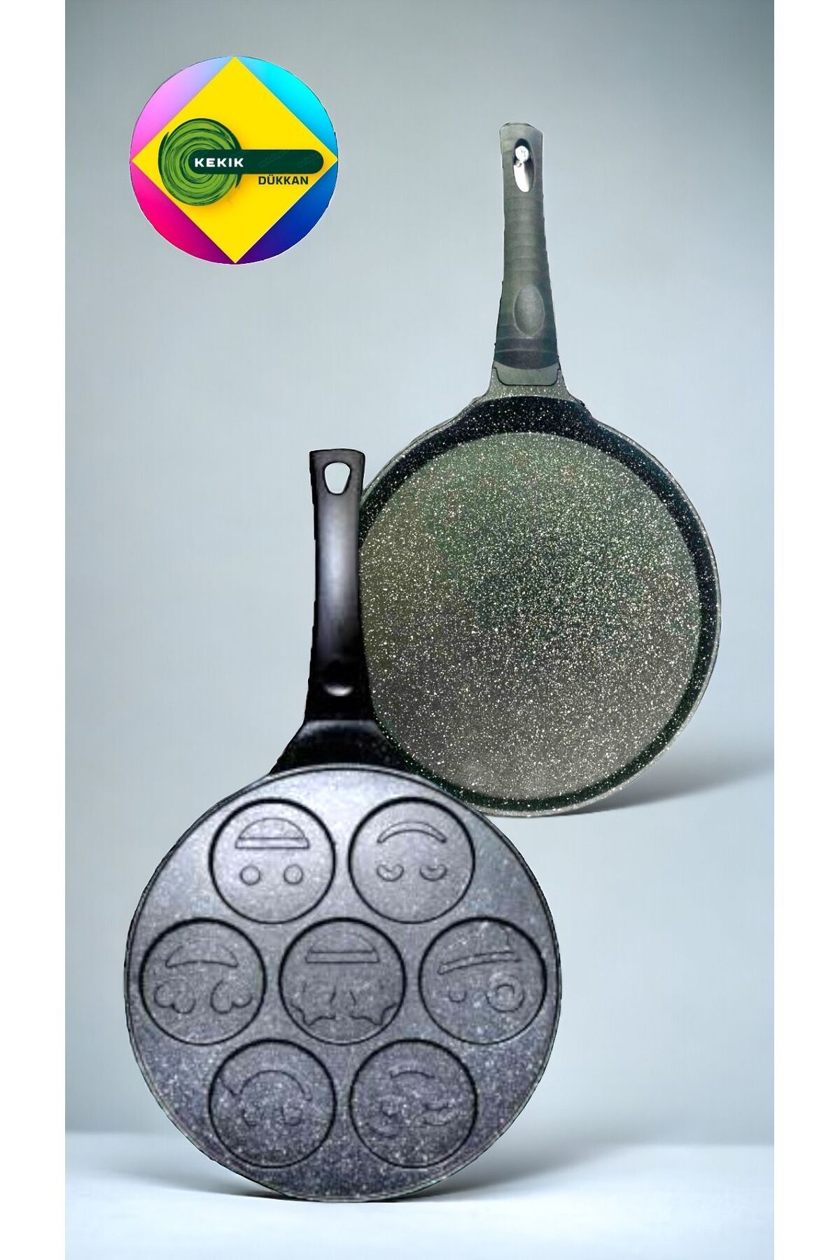 Döküm Granit Emoji+krep Tava Seti