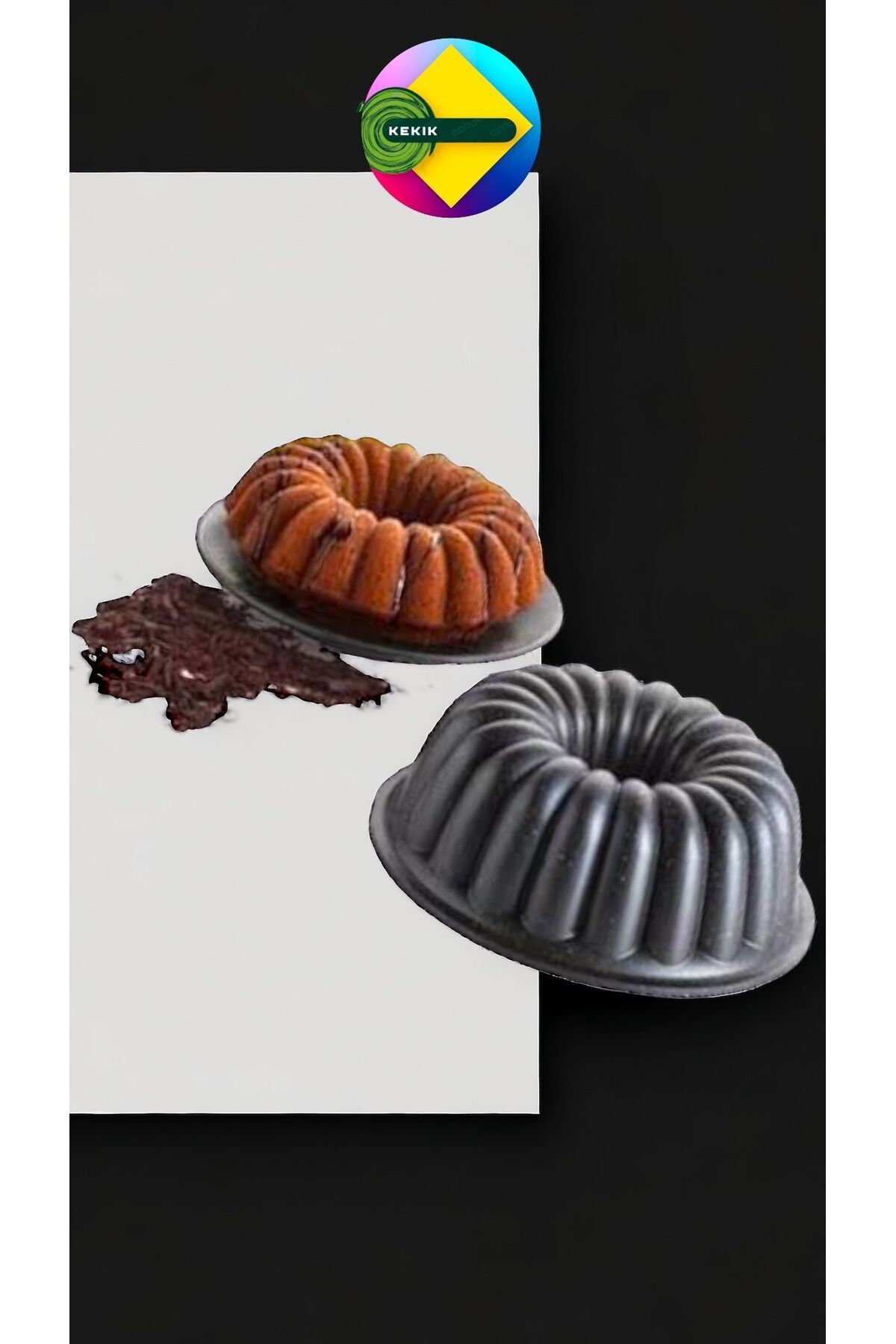 Döküm Granit Sık Dilim Kek Kalıbı Siyah