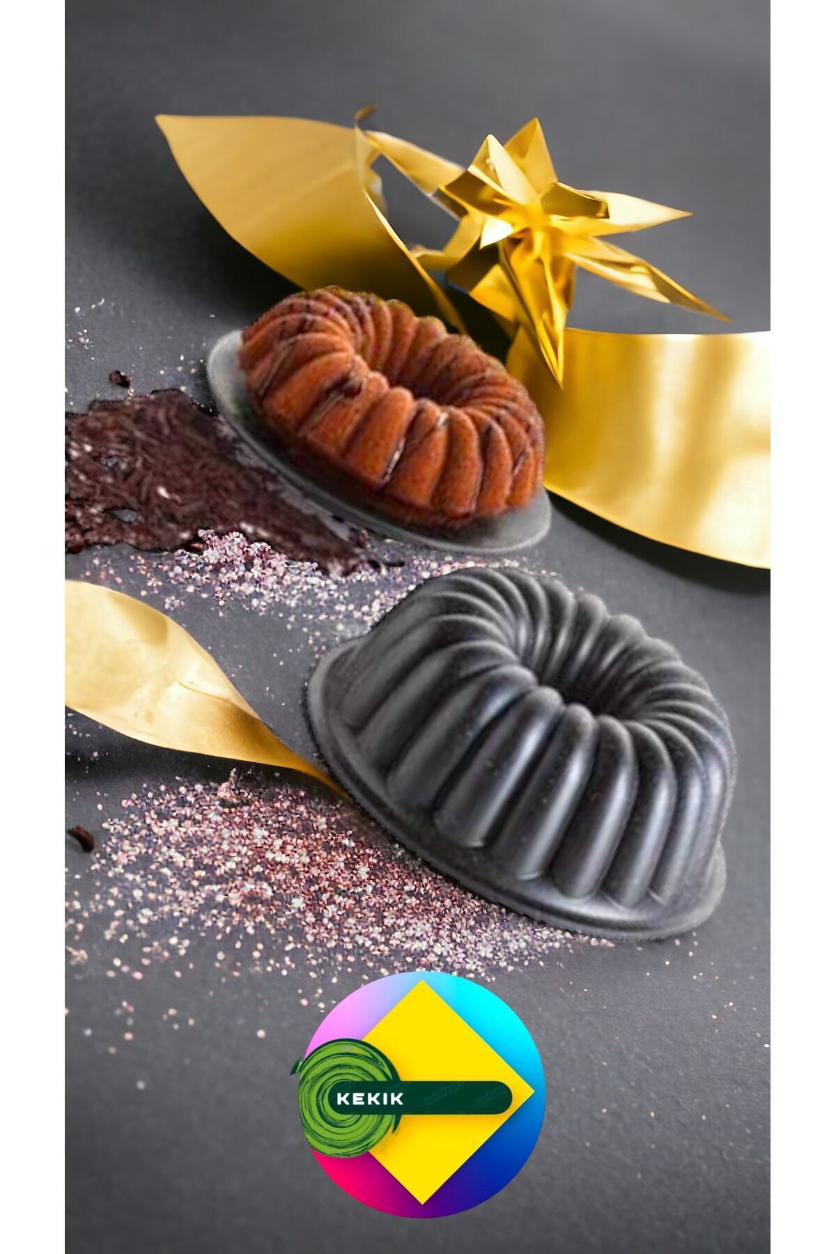 Döküm Granit Sık Dilim Kek Kalıbı Siyah