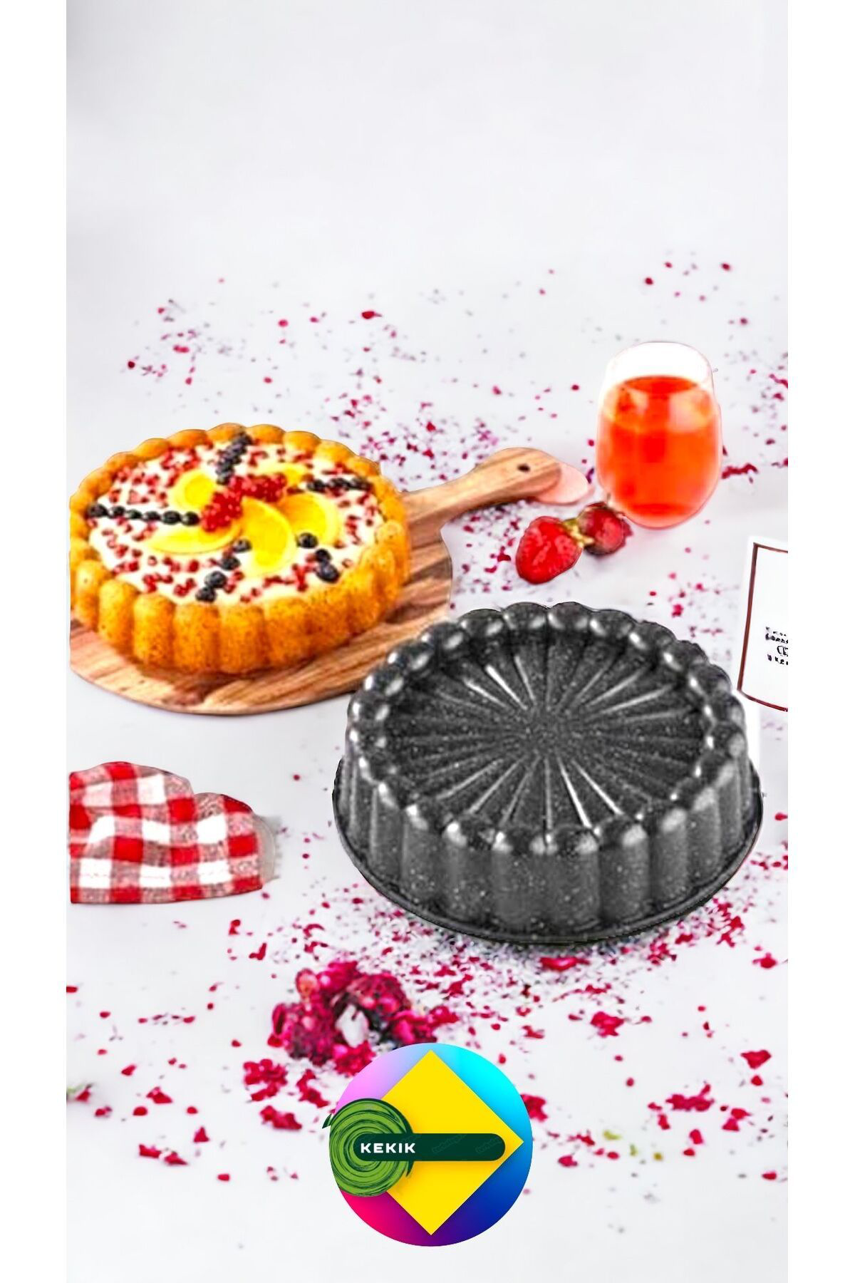 Döküm Granit Tart Kek Kalıbı Siyah