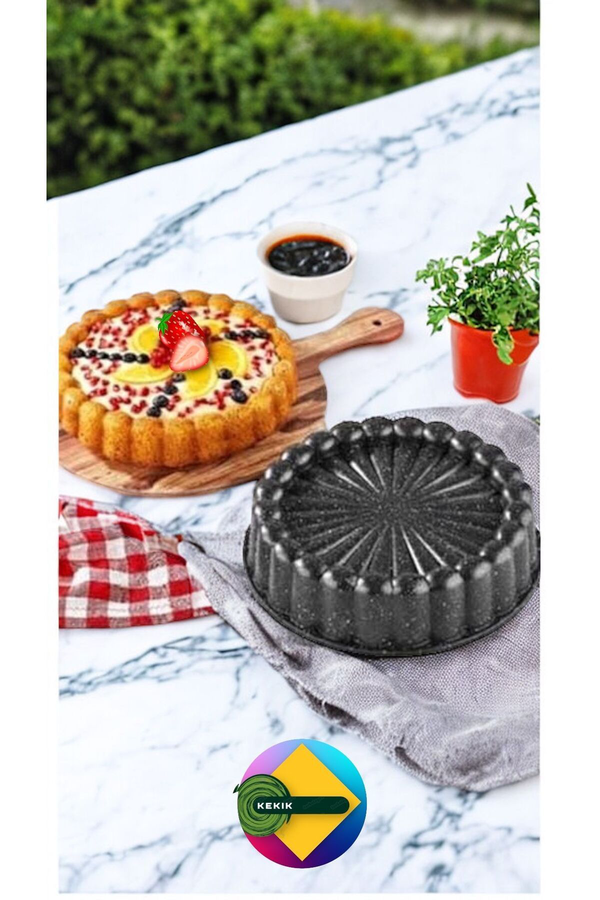 Döküm Granit Tart Kek Kalıbı Siyah