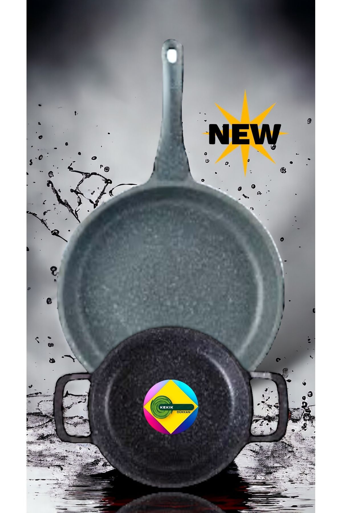 Kekikdükkan Döküm Granit Tava 28Cm & Sahan 22Cm Set
