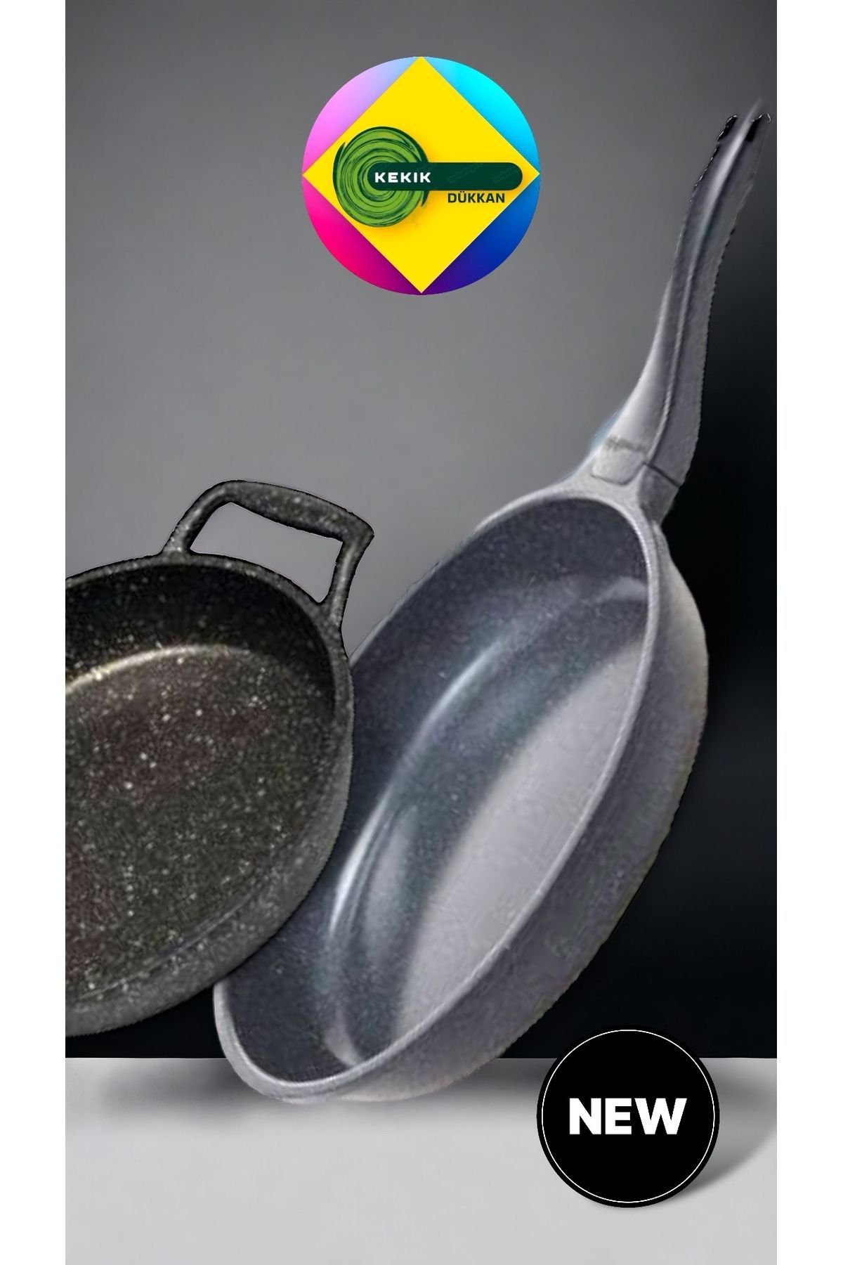 Kekikdükkan Döküm Granit Tava 28Cm & Sahan 22Cm Set