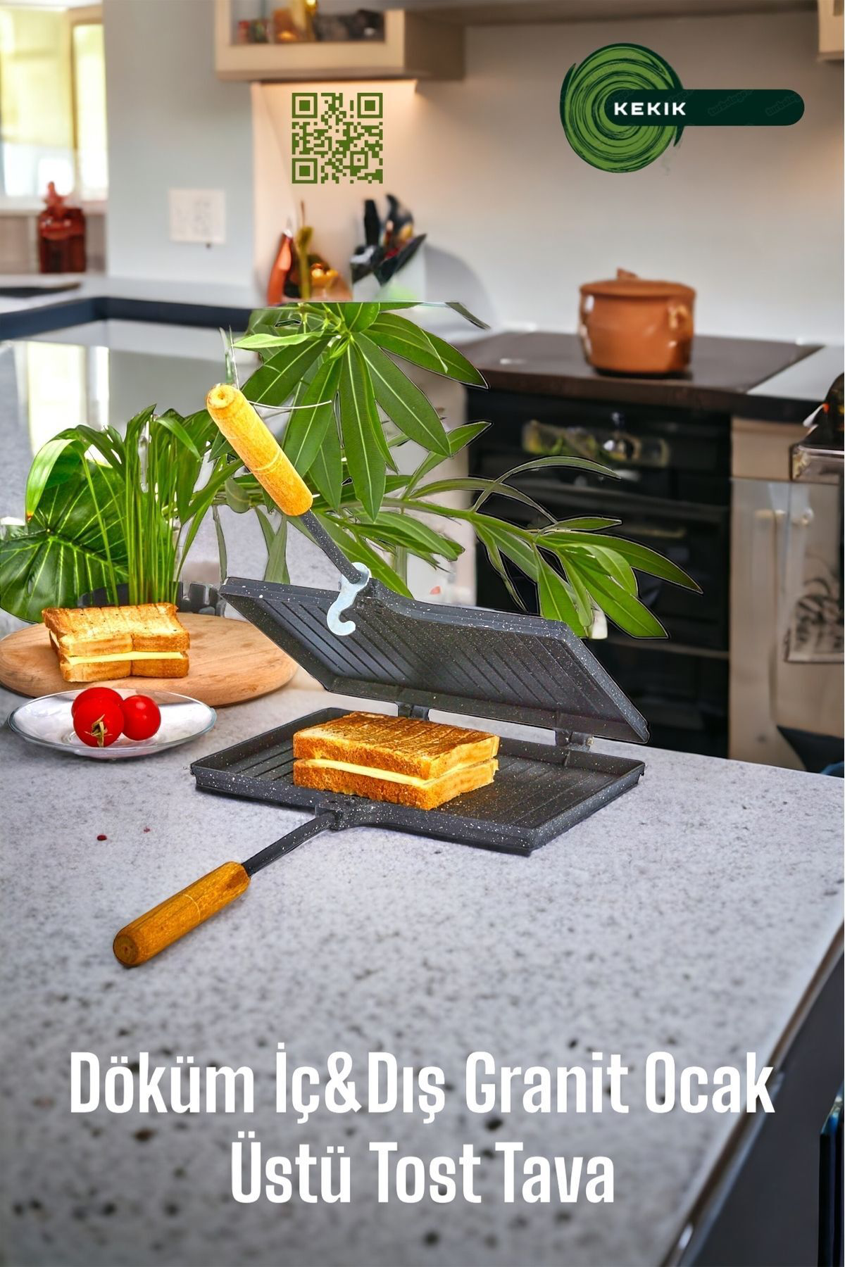 Kekikdükkan Döküm İç&Dış Granit Ocak Üstü Tost Tavası