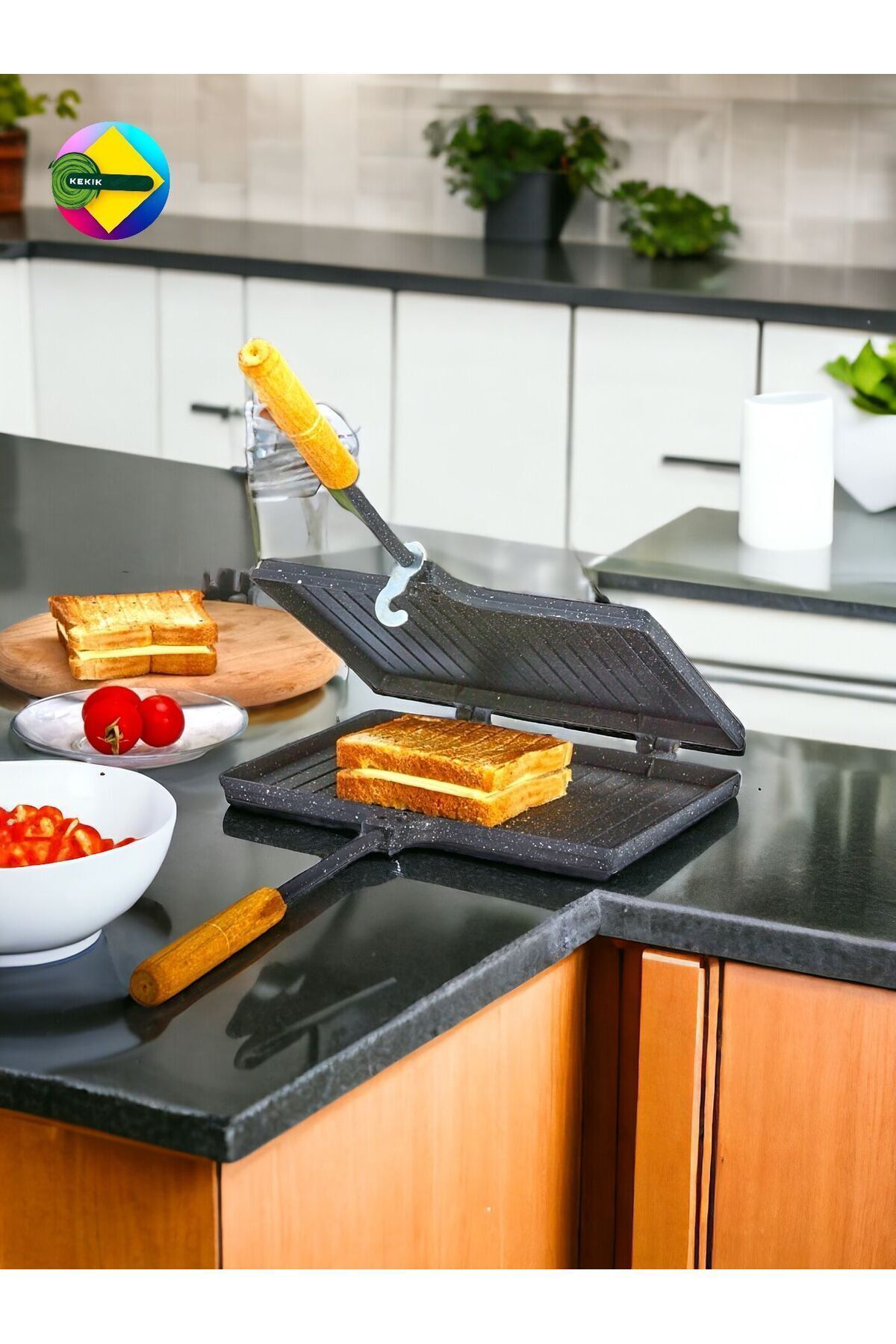 Kekikdükkan Döküm İç&Dış Granit Ocak Üstü Tost Tavası