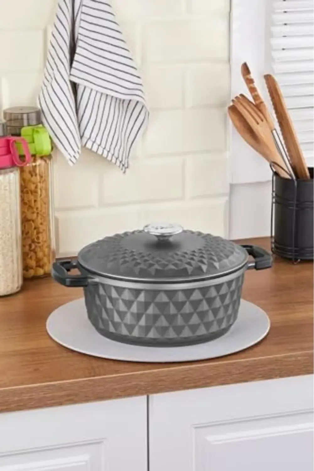 Döküm Kapak Derin Tencere 20 Cm Gri 395519