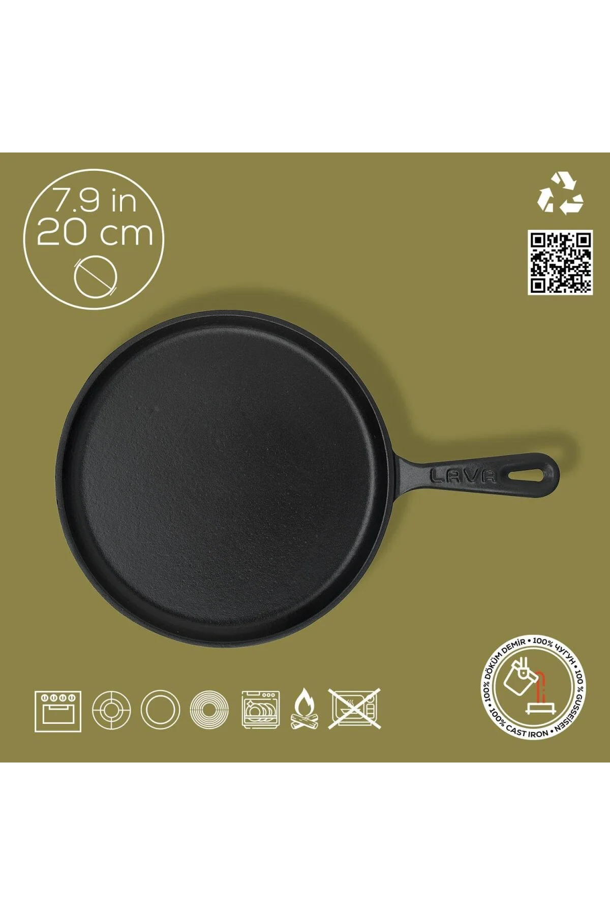 Döküm Krep / Pizza / Pancake Tavası, Yuvarlak, Metal Saplı, 20cm Döküm Krep / Pizza / Pancake Tavası, Yuvarlak, Metal Saplı, 20cm