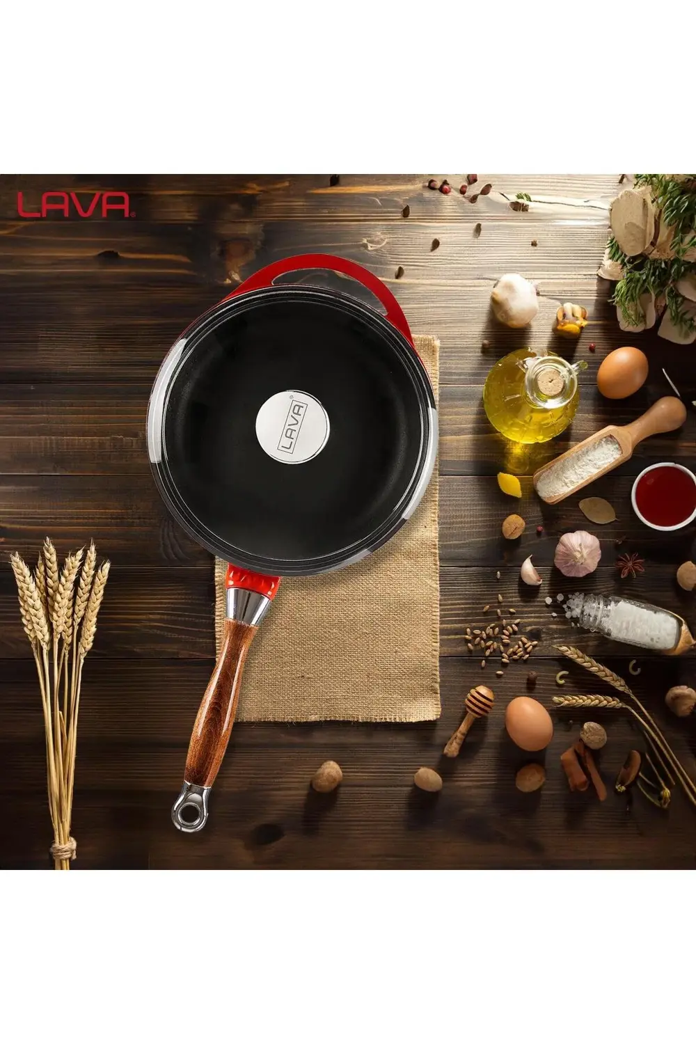 Döküm Yuvarlak Kızartma Tavası Cam Kapaklı Döküm Demir Sök - Tak