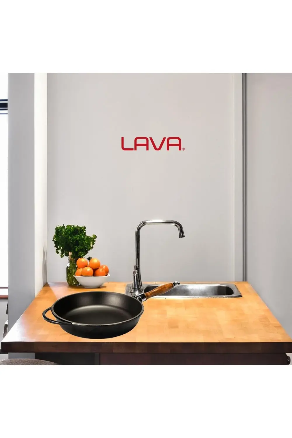 Döküm Yuvarlak Kızartma Tavası Cam Kapaklı Döküm Demir Sök - Tak