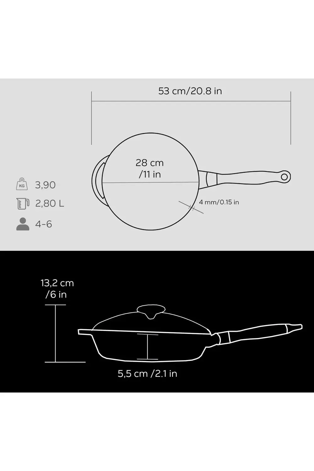 Döküm Yuvarlak Kızartma Tavası Cam Kapaklı Döküm Demir Sök - Tak