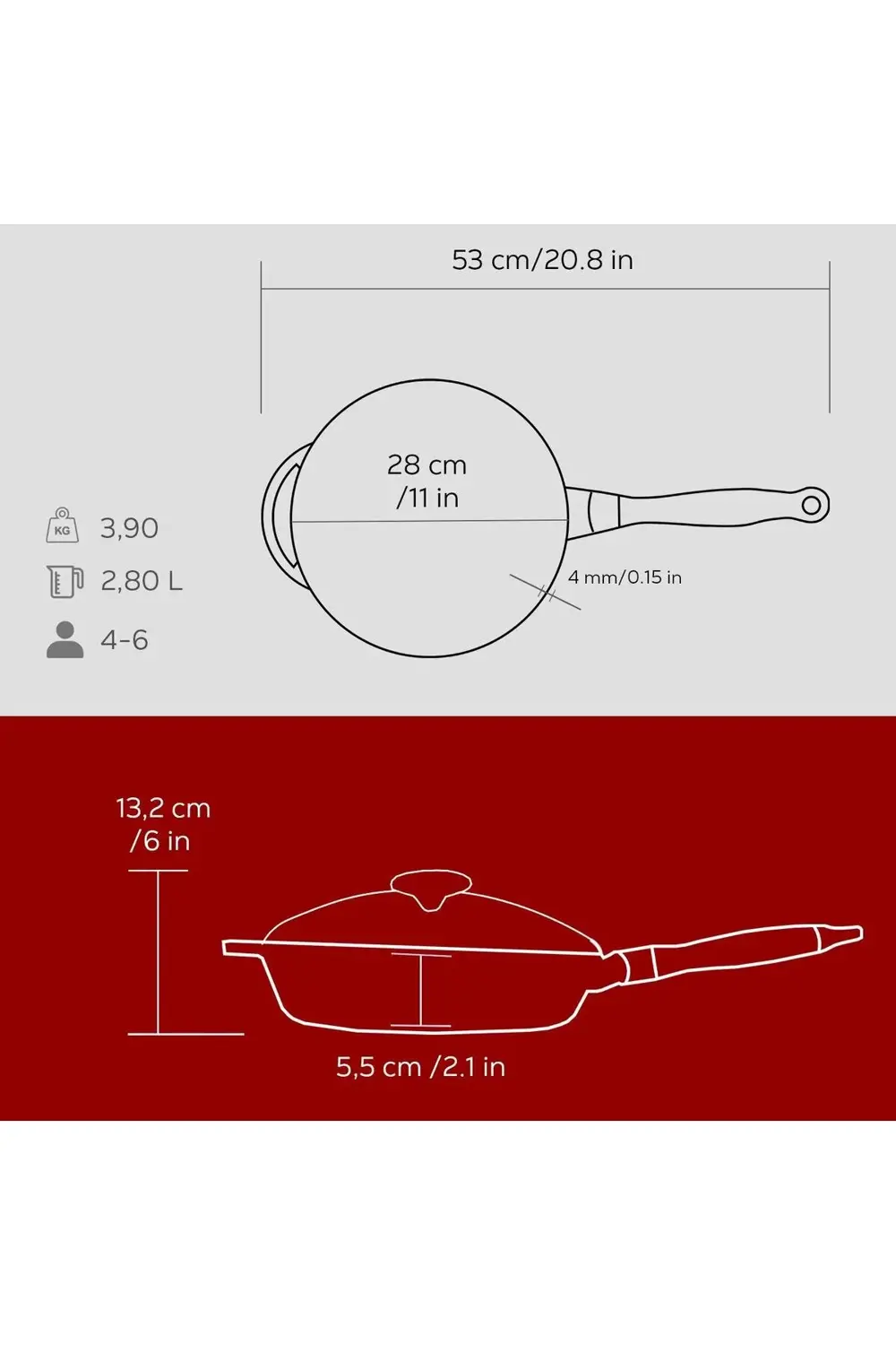 Döküm Yuvarlak Kızartma Tavası Cam Kapaklı Döküm Demir Sök - Tak