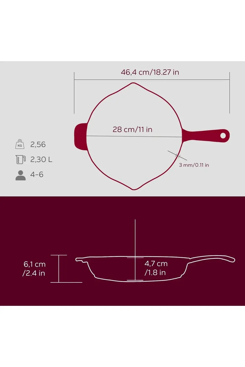 Döküm Yuvarlak Kızartma Tavası Döküm Demir Yekpare Saplı Premium
