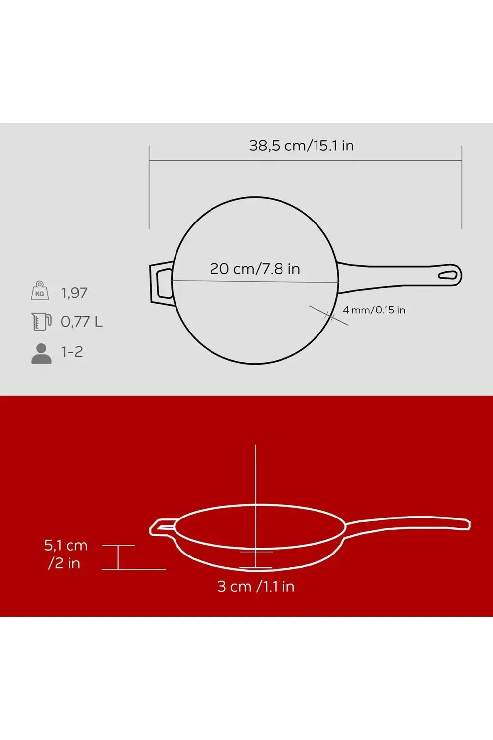 Döküm Yuvarlak Kızartma Tavası Döküm Demir Yekpare Saplı Çap(Ø)20