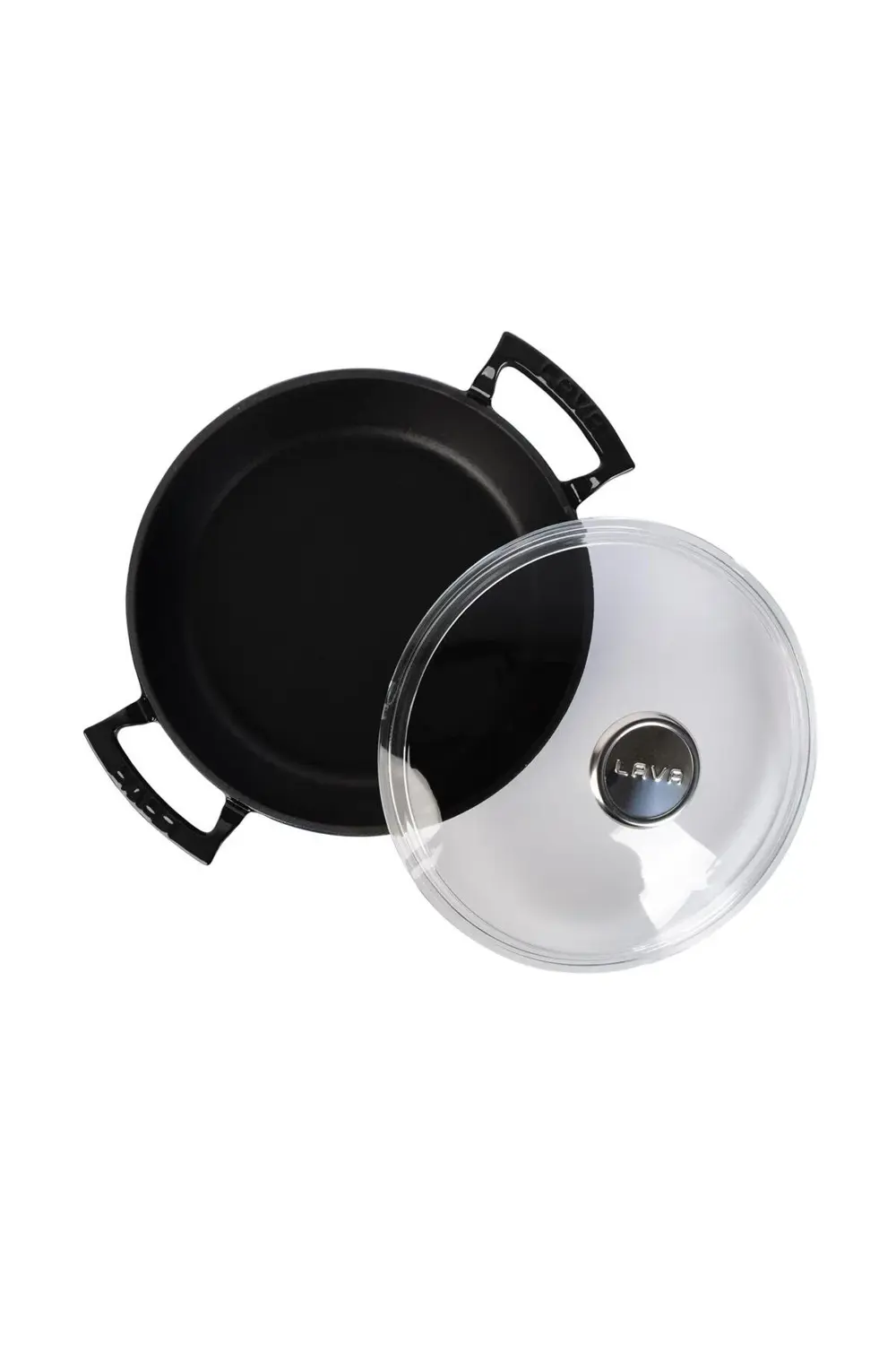 Döküm Yuvarlak Sahan Cam Kapaklı Döküm Demir Yekpare Çift Kulplu