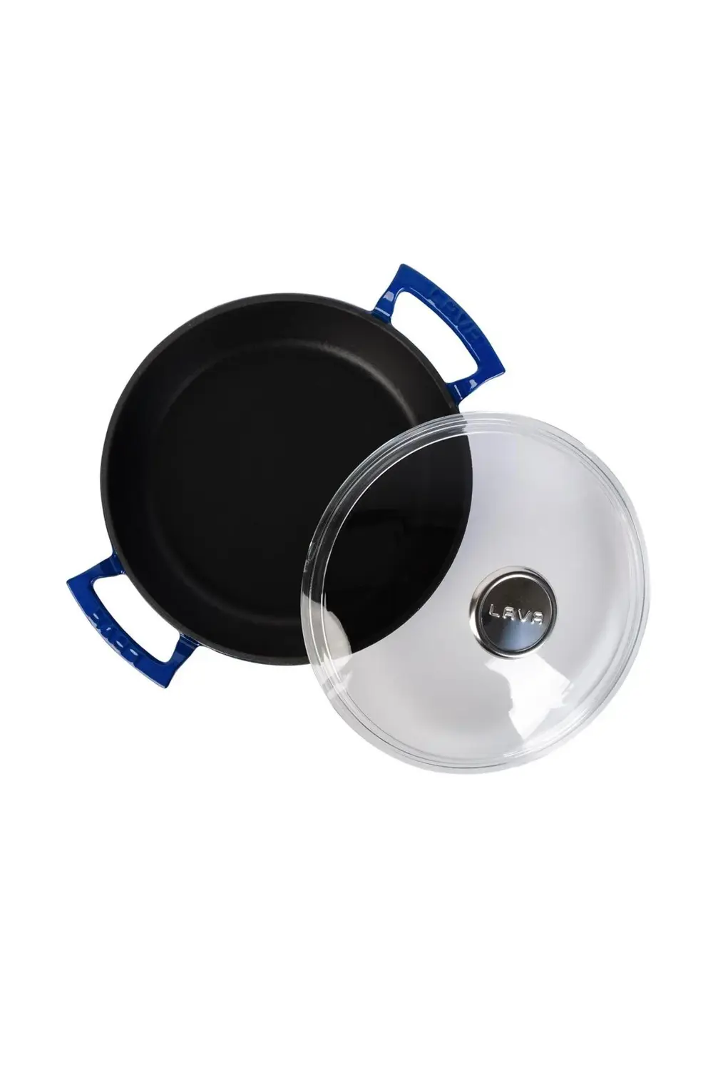 Döküm Yuvarlak Sahan Cam Kapaklı Döküm Demir Yekpare Çift Kulplu