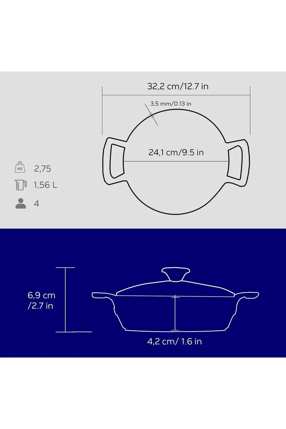 Döküm Yuvarlak Sahan Cam Kapaklı Döküm Demir Yekpare Çift Kulplu
