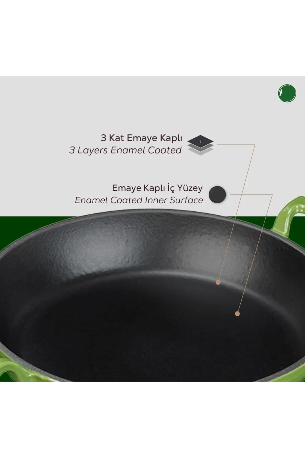 Döküm Yuvarlak Sahan Döküm Demir Yekpare Çift Kulplu Çap(Ø)24cm.