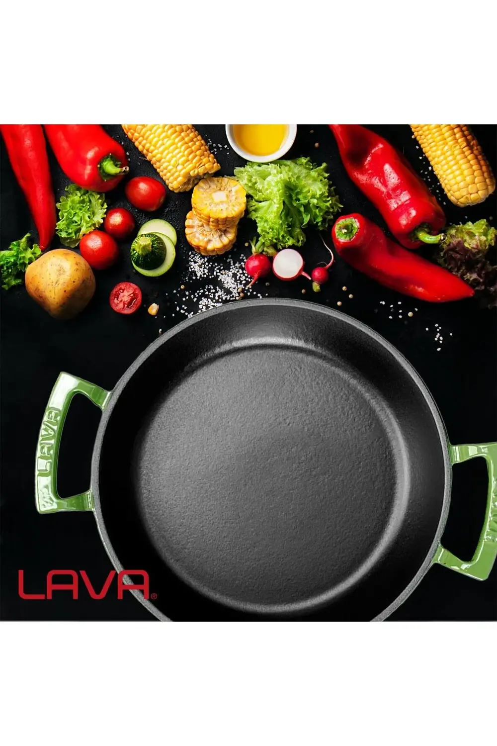 Döküm Yuvarlak Sahan Döküm Demir Yekpare Çift Kulplu Çap(Ø)24cm.