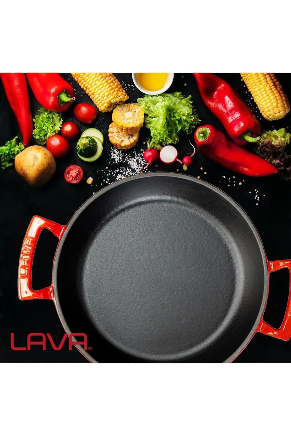 Döküm Yuvarlak Sahan Döküm Demir Yekpare Çift Kulplu Çap(Ø)24cm.