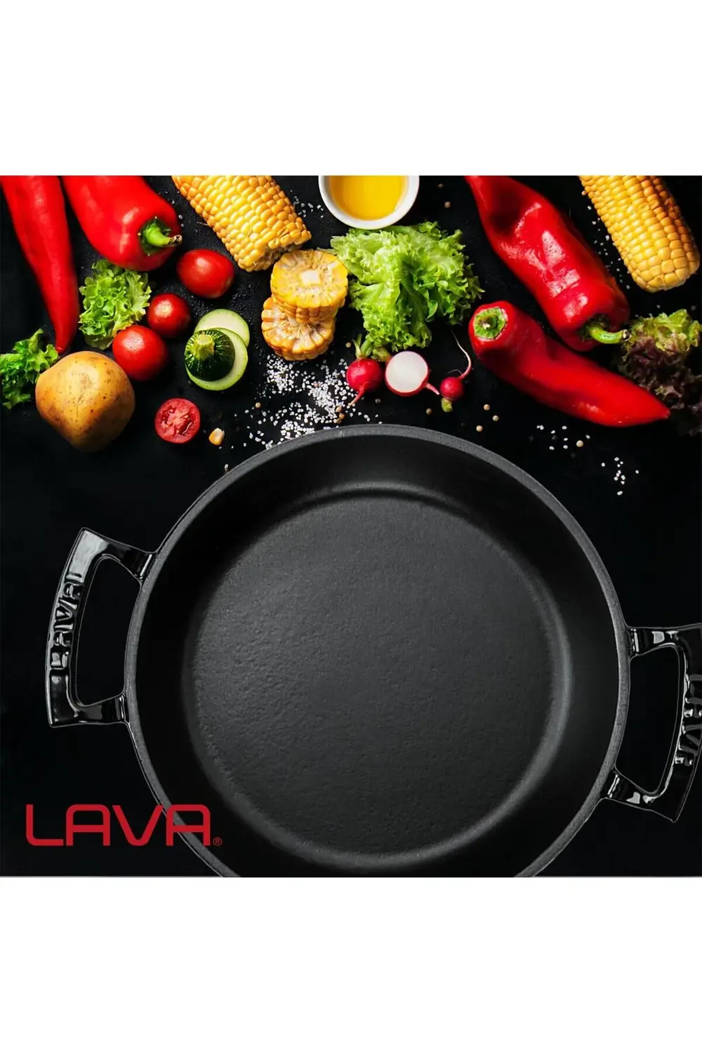 Döküm Yuvarlak Sahan Döküm Demir Yekpare Çift Kulplu Çap(Ø)24cm.