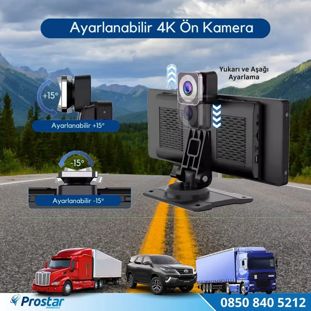 Dokunmatik 10.26 inç 4K+1080P Çift Kameralı Kablosuz Carplay Wifi