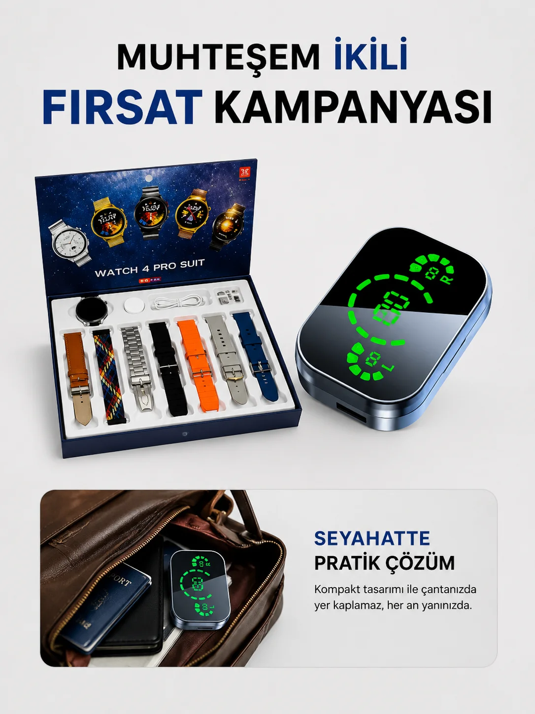 Dokunmatik Akıllı Saat Yeni Nesil Kulaklık Kampanyası Bluetooth Bağlantılı ANC Özelliği