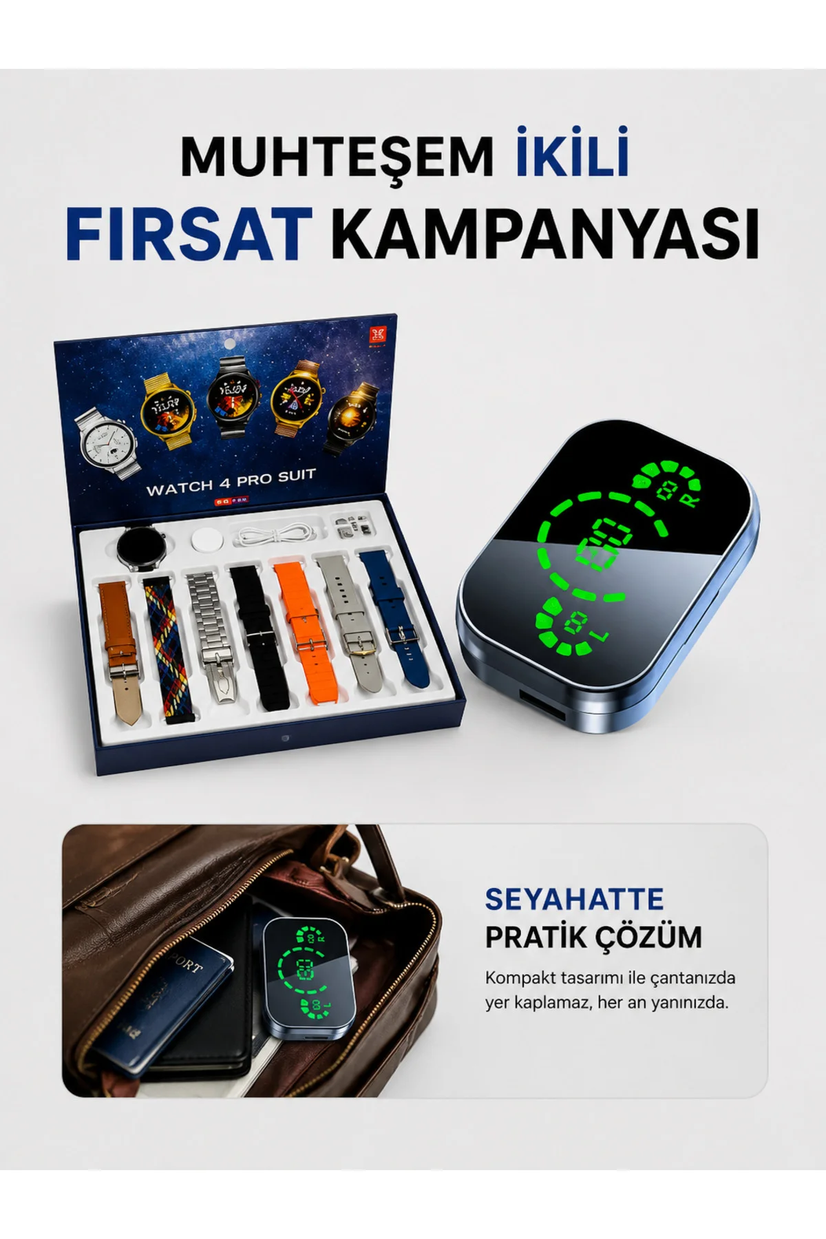 Dokunmatik Akıllı Saat Yeni Nesil Kulaklık Kampanyası Bluetooth Bağlantılı ANC Özelliği
