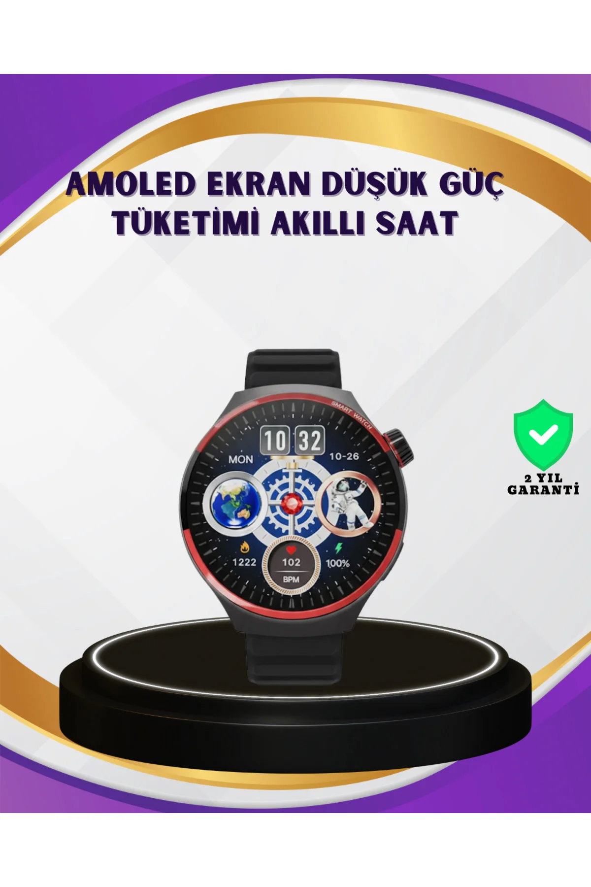 Dokunmatik Akıllı Saat Kablosuz Şarj Amoled Ekran