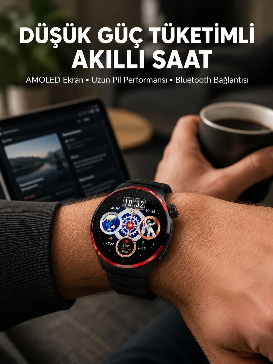 Dokunmatik Akıllı Saat Kablosuz Şarj AMOLED Ekran Yeni Nesil - Spor ve İş Hayatınıza Damga Vuran Teknoloji