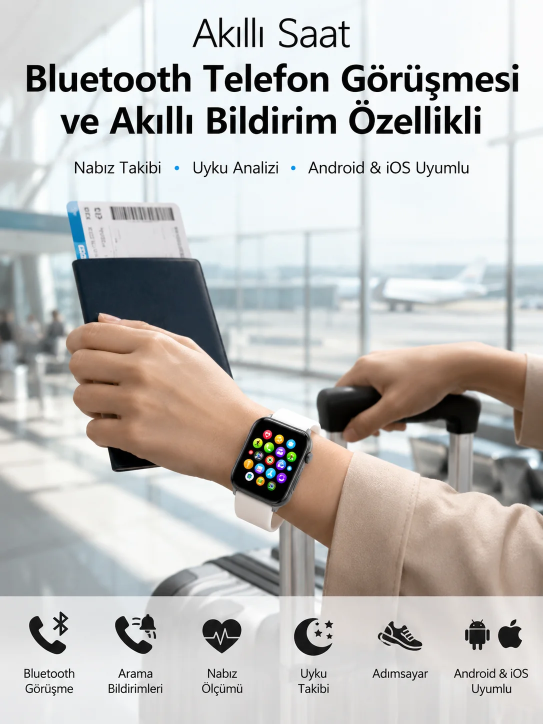 Dokunmatik Ekranı, Bluetooth Görüşme Desteği ve Akıllı Bildirim Özellikleriyle Teknolojiyi Bileğinize Taşıyan Akıllı Saat