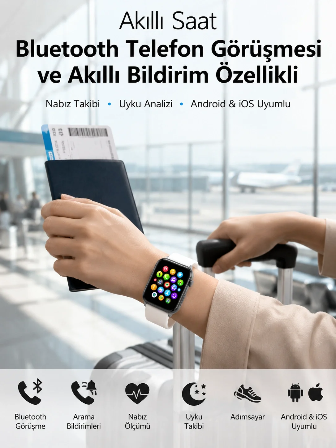 Dokunmatik Ekranı, Bluetooth Görüşme Desteği ve Akıllı Bildirim Özellikleriyle Teknolojiyi Bileğinize Taşıyan Akıllı Saat