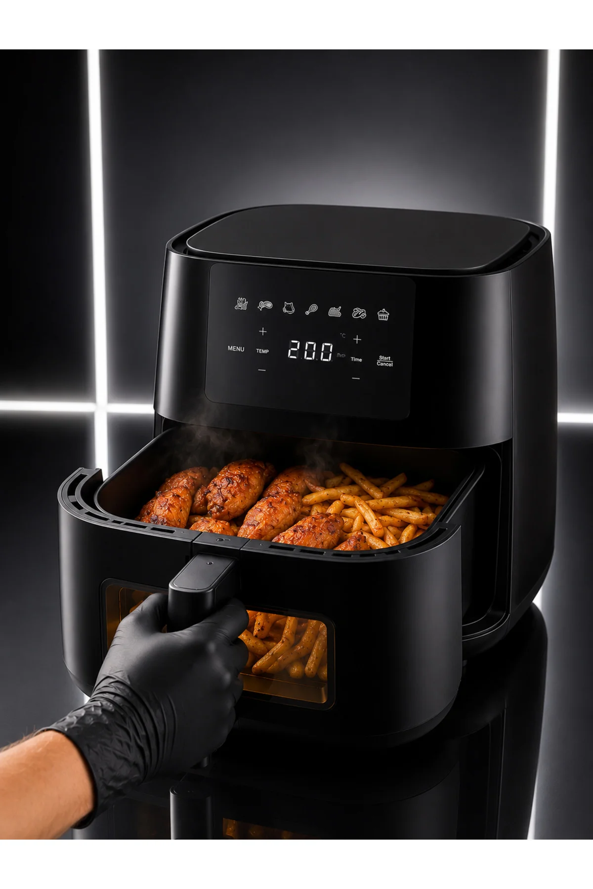 Dokunmatik Ekranlı Air Fryer Sağlıklı Yağsız Pişirme Cihazı - Görsel 5