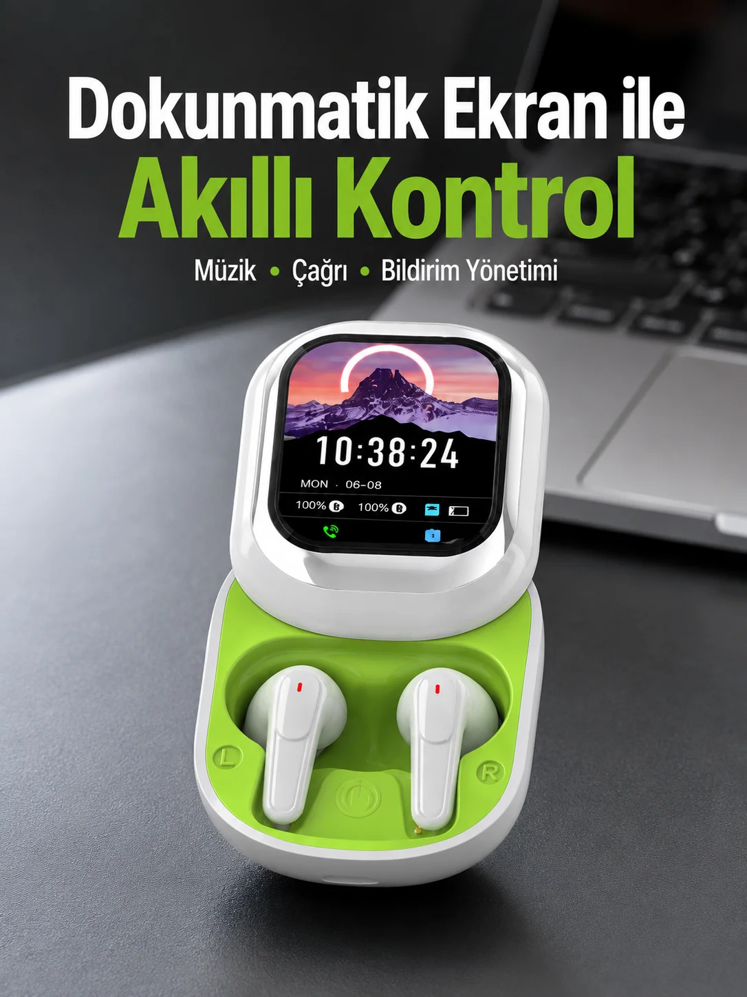 Dokunmatik Ekranlı Aktif Gürültü Azaltma Özellikli Kablosuz Kulaklık V5.4