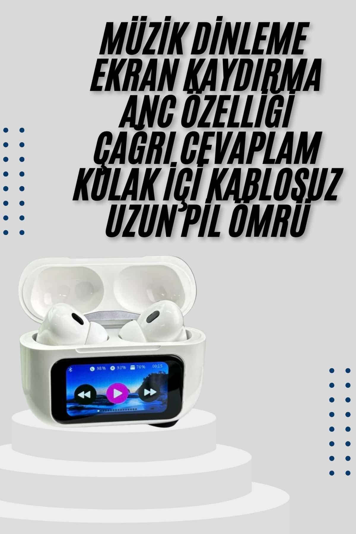 Dokunmatik Ekranlı Air Pro 2 ANC Kulaklık Kablosuz Çok Fonksiyonl