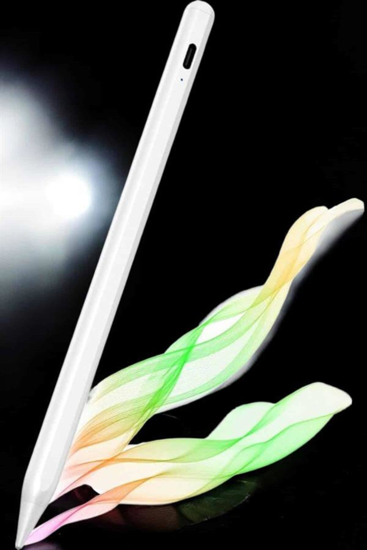 Dokunmatik Kalem Beyaz Şarjlı Yedek Uçlu Android ve İOS Uyumlu -