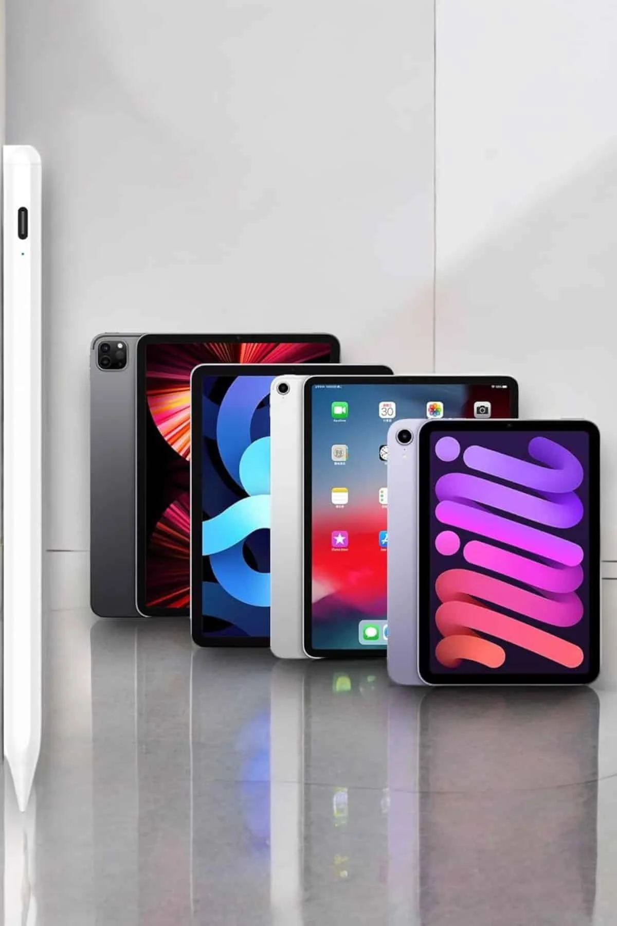 Dokunmatik Kalem Beyaz Şarjlı Yedek Uçlu Android ve İOS Uyumlu