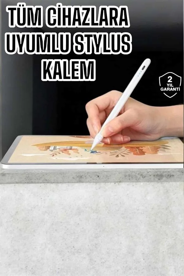 Dokunmatik Kalem Beyaz Şarjlı Yedek Uçlu Android Ve İos Uyumlu - Lisinya