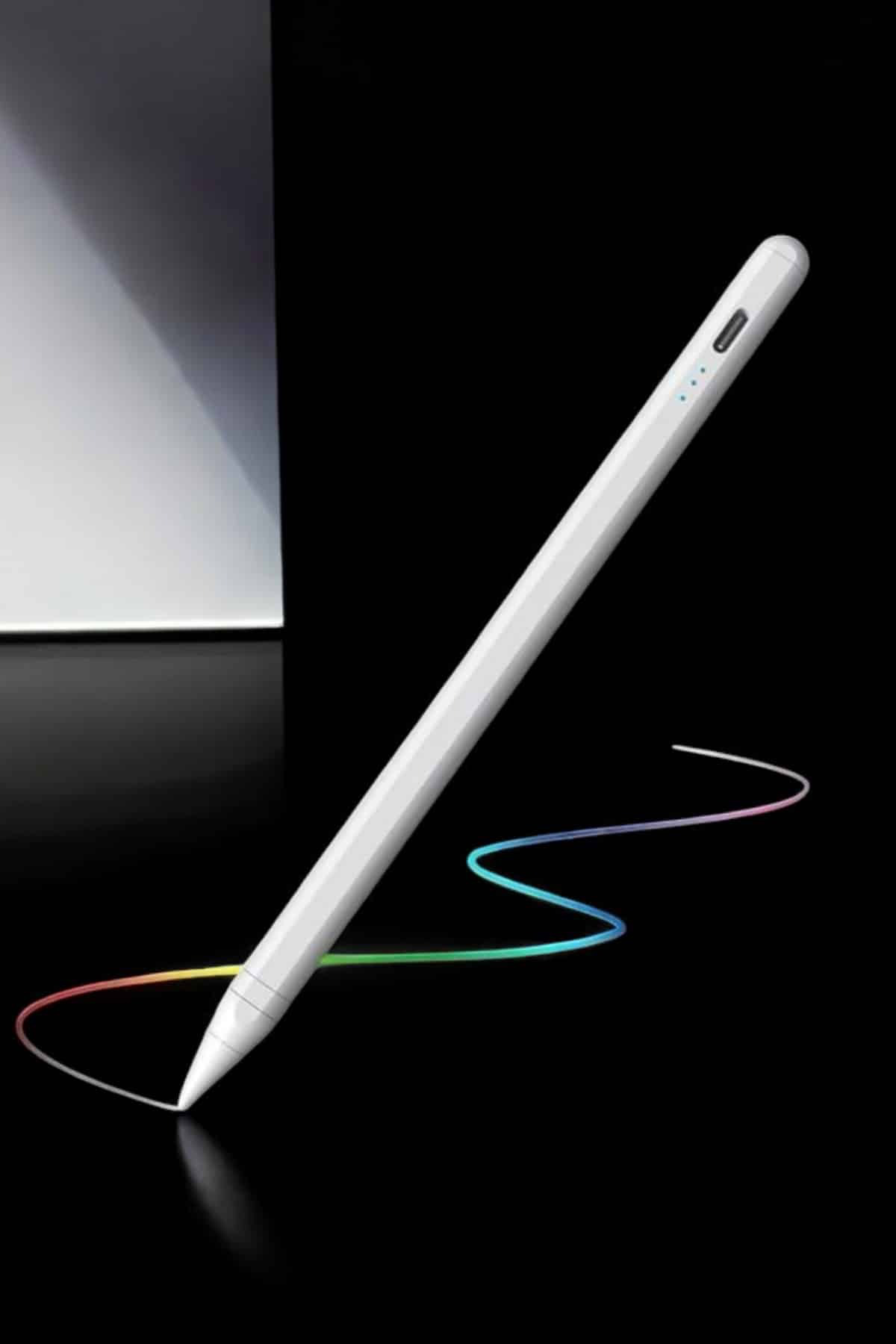 Dokunmatik Kalem Beyaz Şarjlı Yedek Uçlu Android ve İOS Uyumlu - 