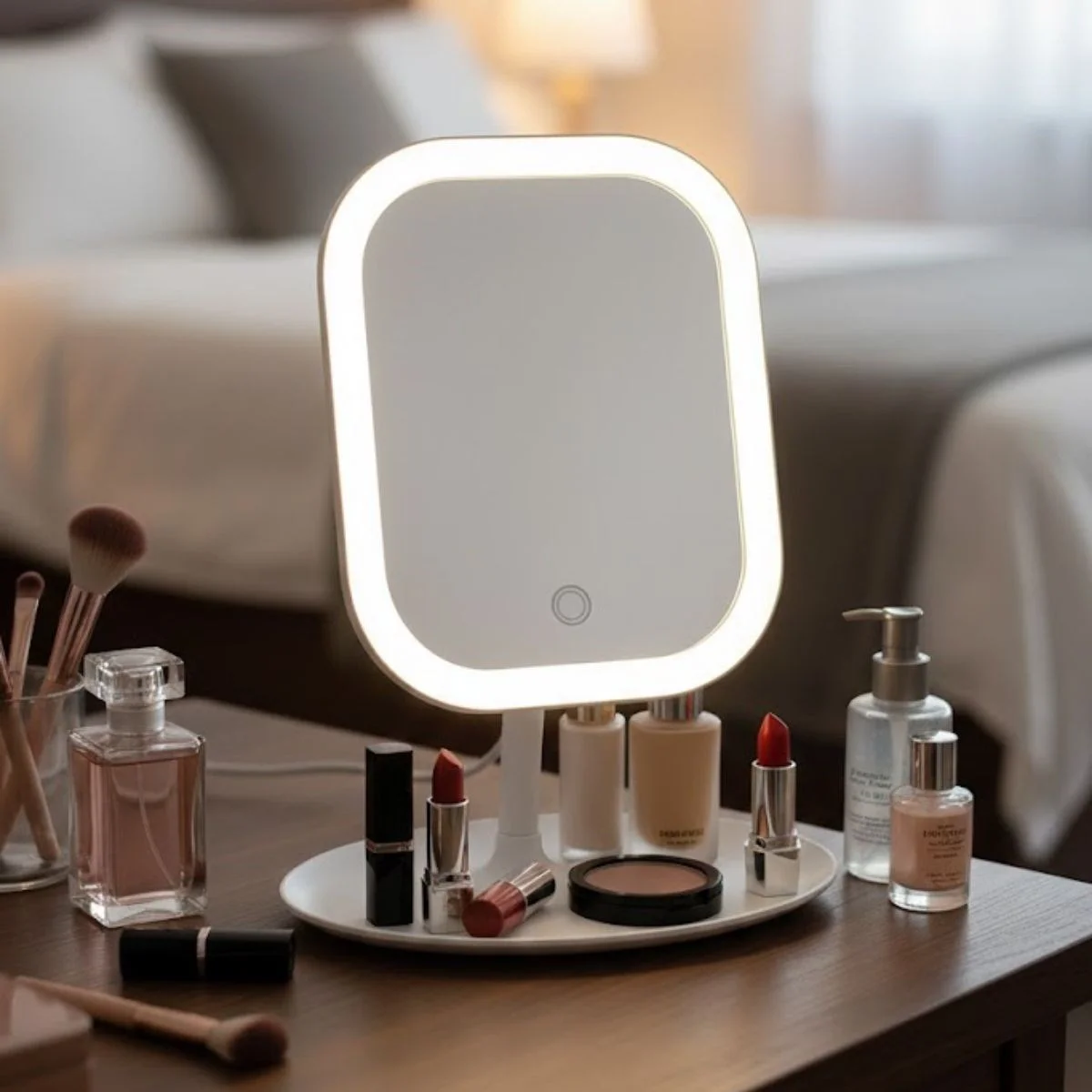 Dokunmatik LED Işıklı Kare Makyaj Aynası – Altı Organizer Kaseli, Ayarlanabilir Aydınlatmalı Masaüstü Makyaj ve Cilt Bakım Aynası Dokunmatik LED Işıklı Kare Makyaj Aynası – Altı Organizer Kaseli, Ayarlanabilir Aydınlatmalı Masaüstü Makyaj ve Cilt Bakım Aynası Fiyatı, Yorumları ve Özellikleri