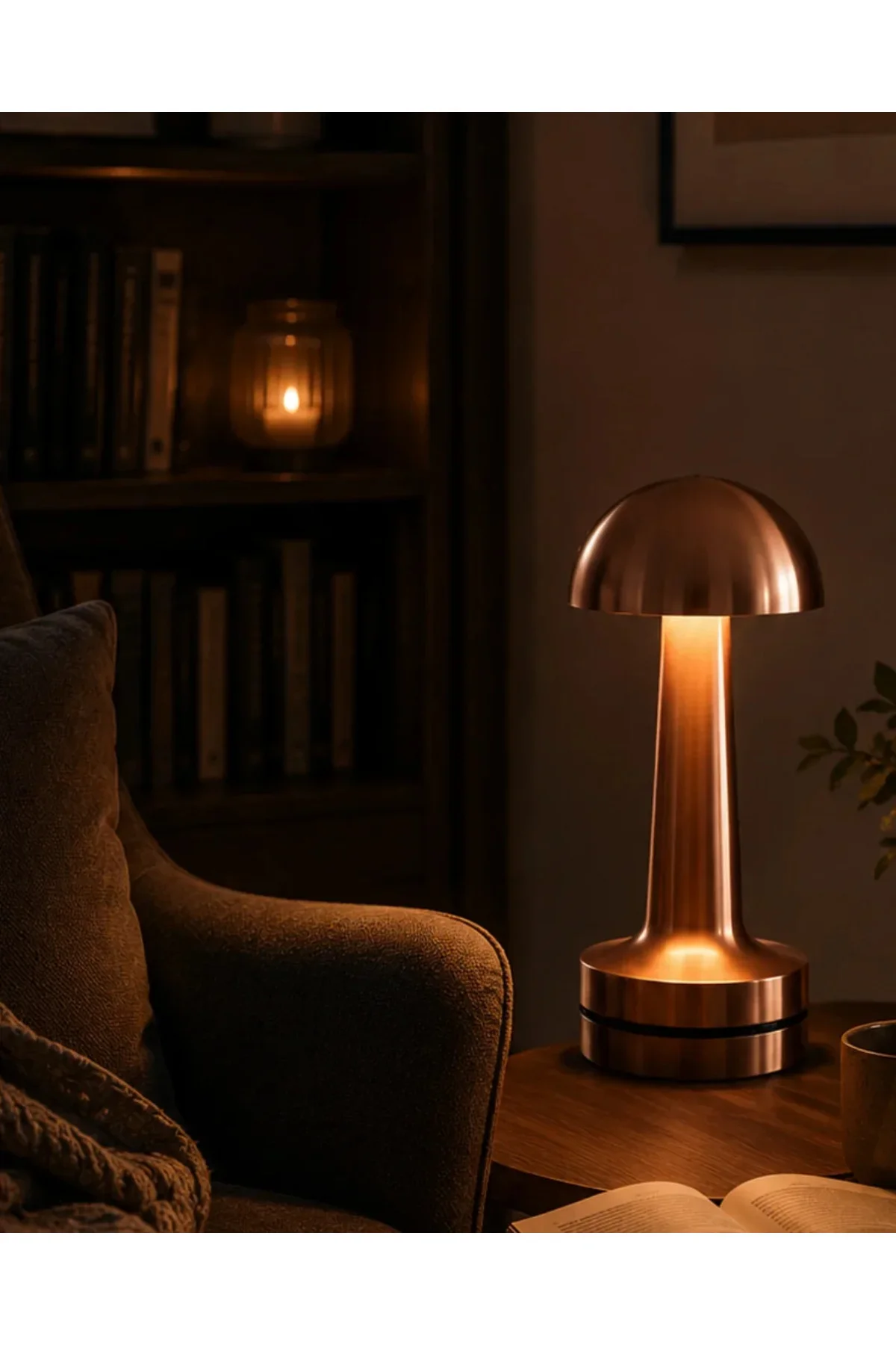 Dokunmatik Mantar Gece Lambası Bronz LED Masa Aydınlatması