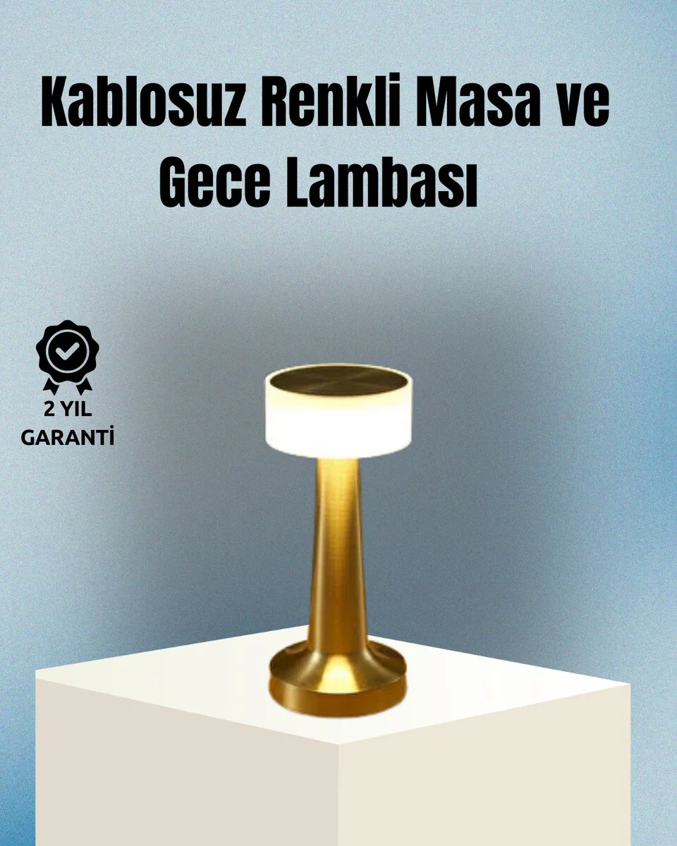 Dokunmatik Masa Lambası - Kablosuz, 3 Modlu LED Şarjlı Aydınlatma