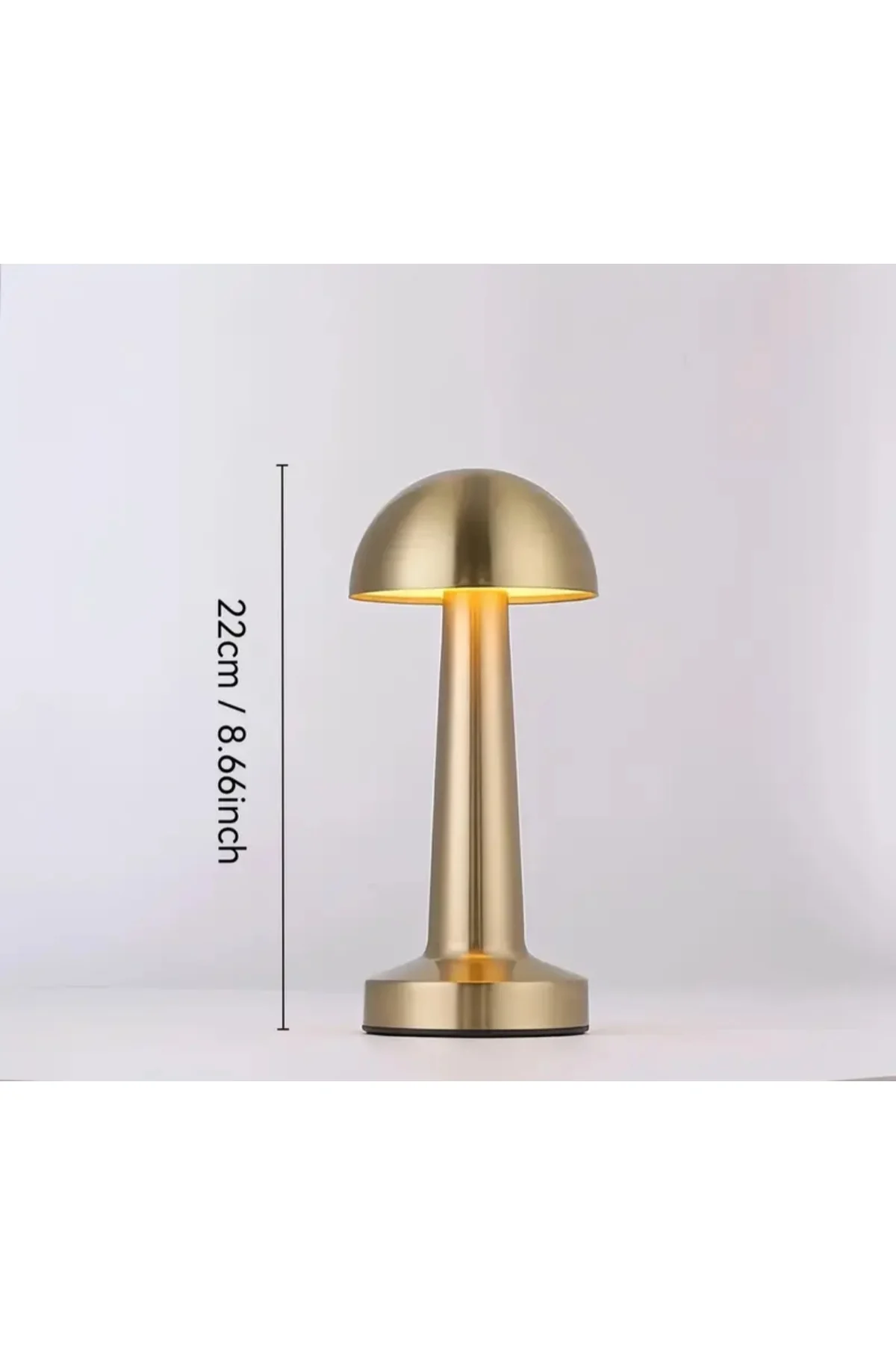 Dokunmatik - Şarjlı 3 Renkli Mantar LED Lamba (Gold) - Dekoratif 
