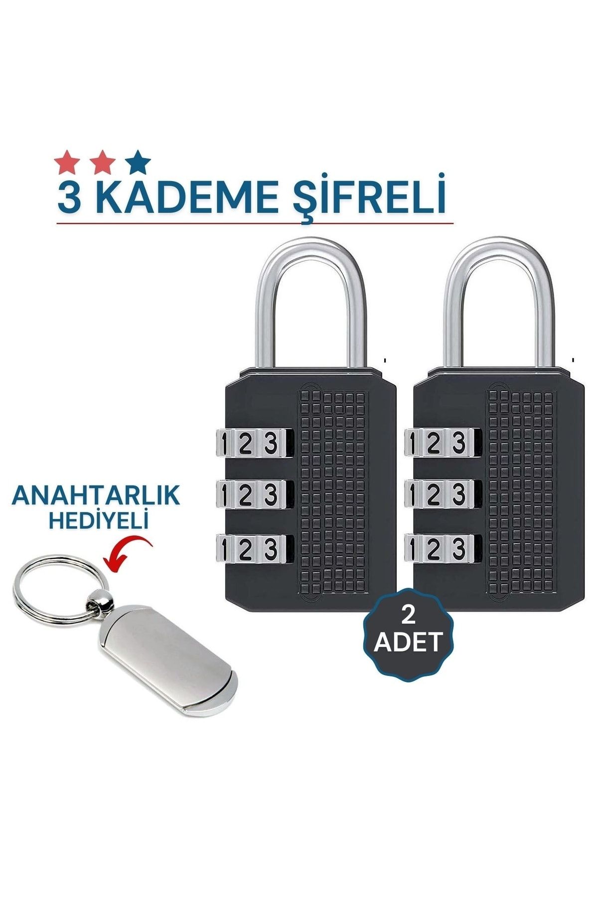 Dolap Çanta Kilidi 2 Adet Şifreli Anahtarlık Hediyeli