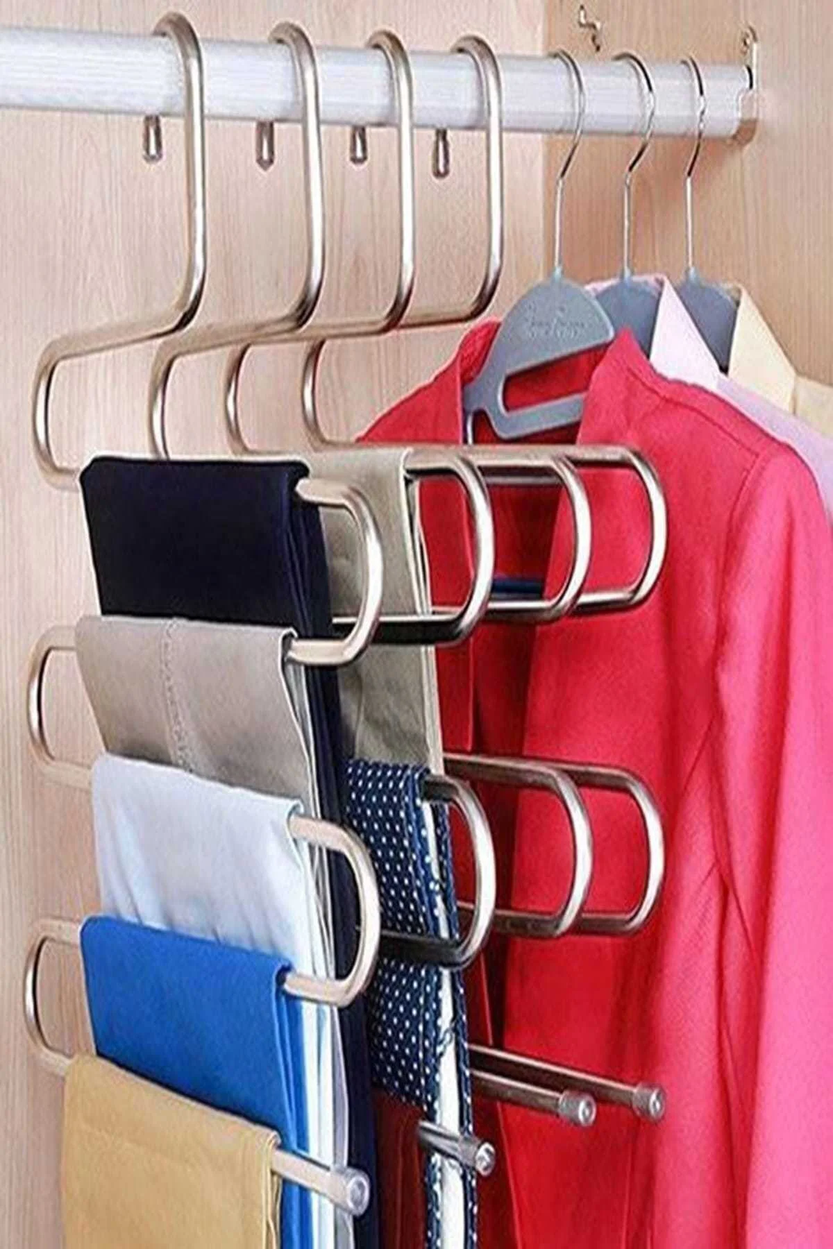 Dolap İçi 5 Kat Katlı Pantolon Eşarp Şal Askısı