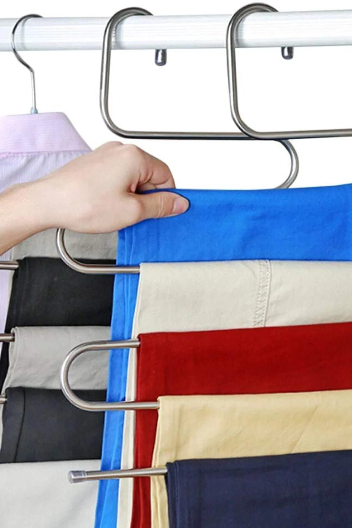 Dolap Içi 5 Kat Katlı Pantolon Eşarp Şal Askısı Metal Beyaz