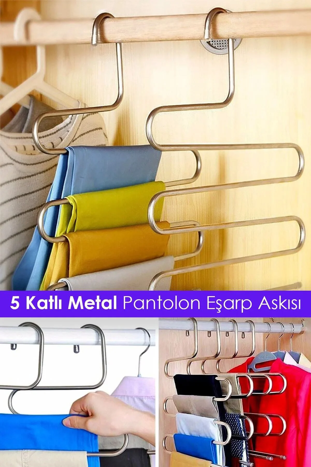 Dolap Içi 5 Katlı Pantolon Eşarp Şal Kravat Askısı Akıllı Askı