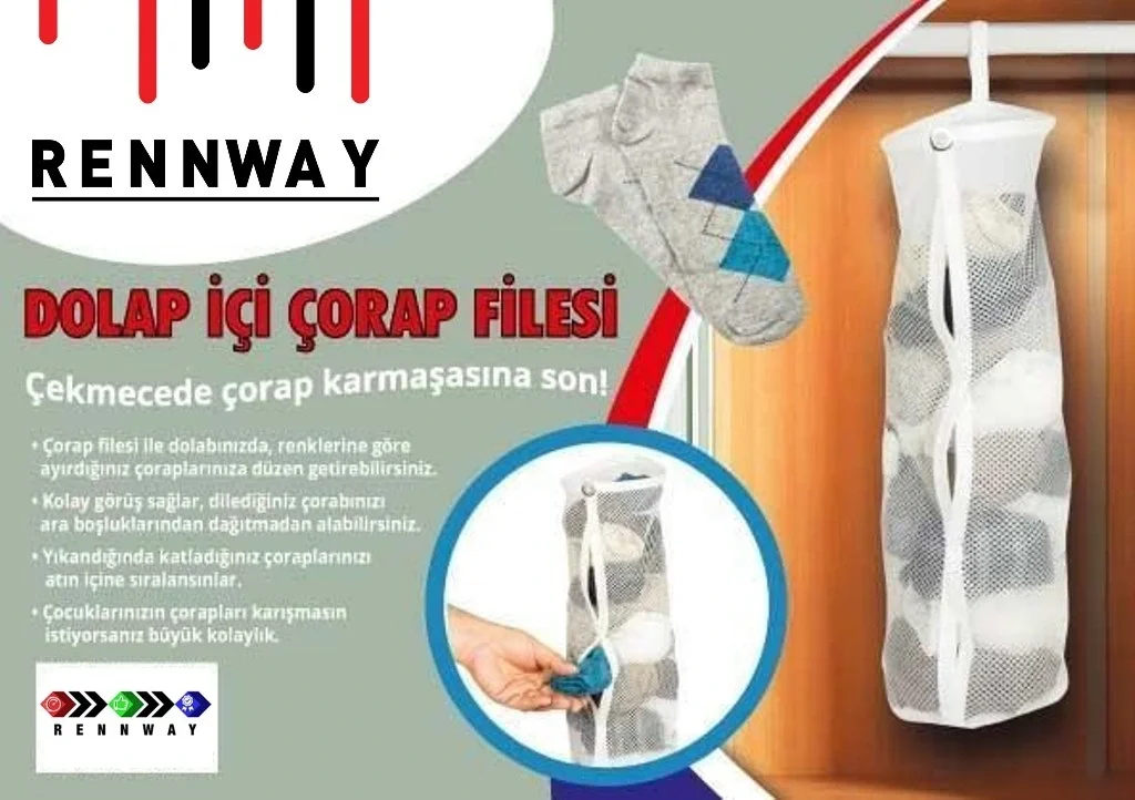 Dolap İçi Asılabilir Temiz Çorap Düzenleyici Çorap Filesi Askılık Dolap İçi Asılabilir Temiz Çorap Düzenleyici Çorap Filesi Askılık